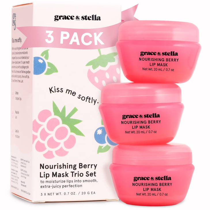grace & stella Award Winning Lip Butter - Lip Balm Hydrating - Nourishing Lip Mask (3-pack) Airplane Travel Essentials, Beach Vacation and Purse Esse