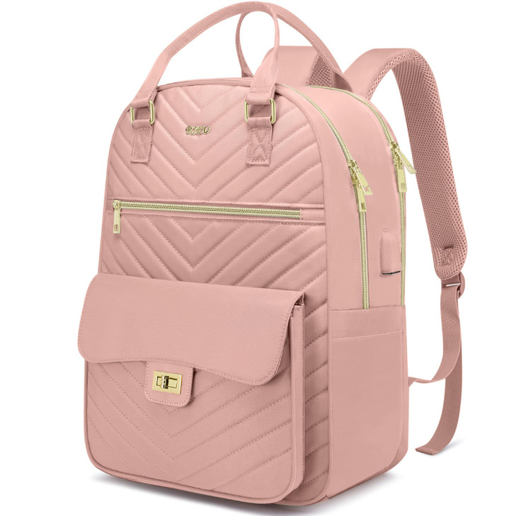 RJEU School Backpack for Teen Girls,Women Bookbag Cute Aesthetic with Laptop Compartment for College Student Travel,Mochila Escolar para Niñas,Pink