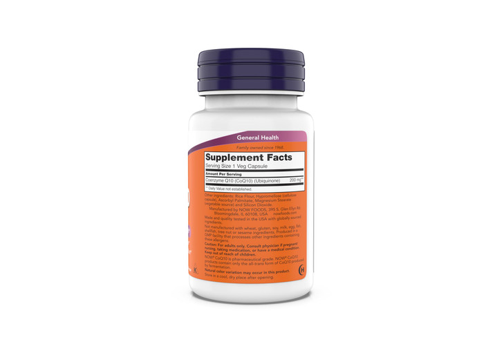 Now Supplements - CoQ10 (Coenzyme Q10) 200 mg, Supports Cardiovascular Health*, Kosher, Vegan 90 Vegetarian Capsules