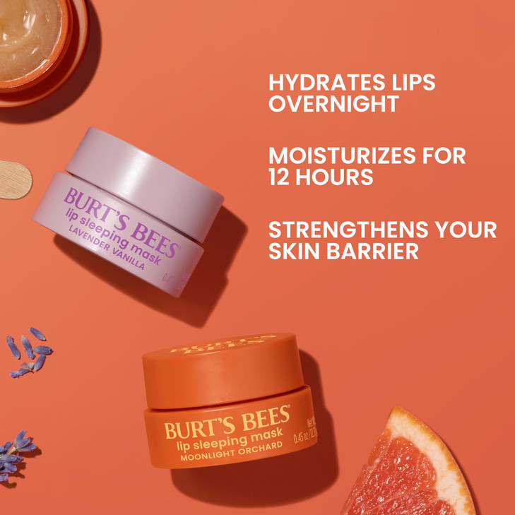 Burts Bees Moonlight Orchard Lip Sleeping Mask, With Hyaluronic Acid and Squalane Moisturizer To Instantly Hydrate Lips, Overnight Lip Mask, Lip Tre