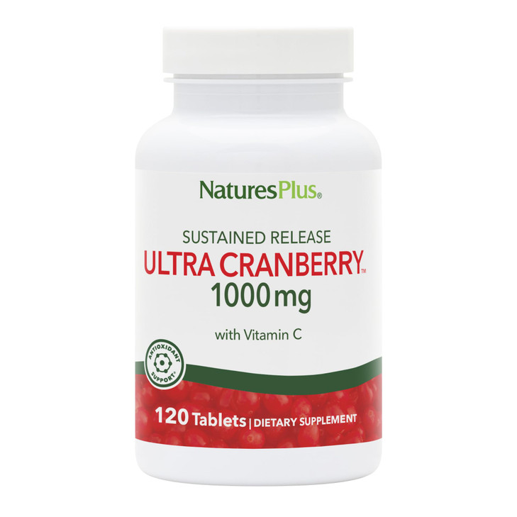 NaturesPlus Ultra Cranberry, Sustained Release - 1000mg, 120 Tablets - with Vitamin C - Vegetarian, Gluten Free - 60 Servings