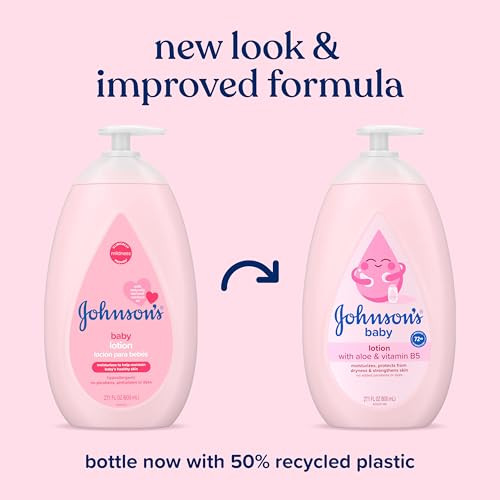 Johnson's Baby Lotion with Coconut Oil, Aloe Vera & Vitamin B5, 72 HR Hydration, Skin Moisturizer, Hypoallergenic, Safe for Newborn, Protects From Dr
