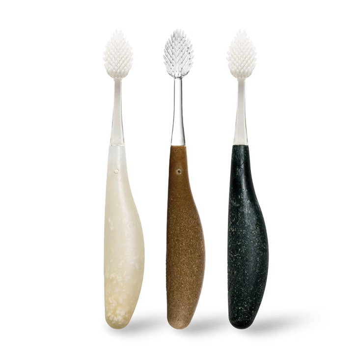 RADIUS Toothbrush Source Floss Brush BPA Free & ADA Accepted Improve Gum Health & Reduce Gum Issues - Medium - Cornstarch/Wood/Money - Pack of 3