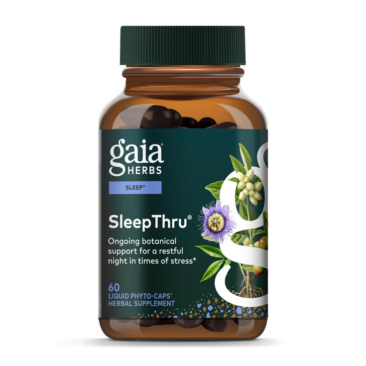 Gaia Herbs SleepThru - Sleep Support Supplement with Ashwagandha Root, Magnolia Bark, Passionflower & Jujube Date* - 60 Vegan Liquid Phyto-Caps (30 S