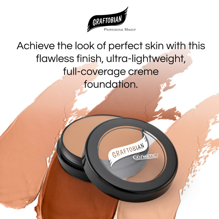 Graftobian HD Glamour Crème Foundation 1/2oz, Weightless Full Coverage Makeup, 65 Inclusive Shades, For All Skin Types, Natural or Full-Glam Looks, F