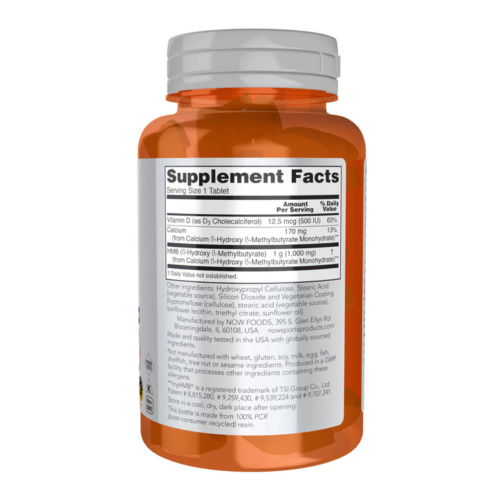 NOW Foods Sports Nutrition, HMB (?-Hydroxy ?-Methylbutyrate), Double Strength 1,000 mg, 90 Tablets