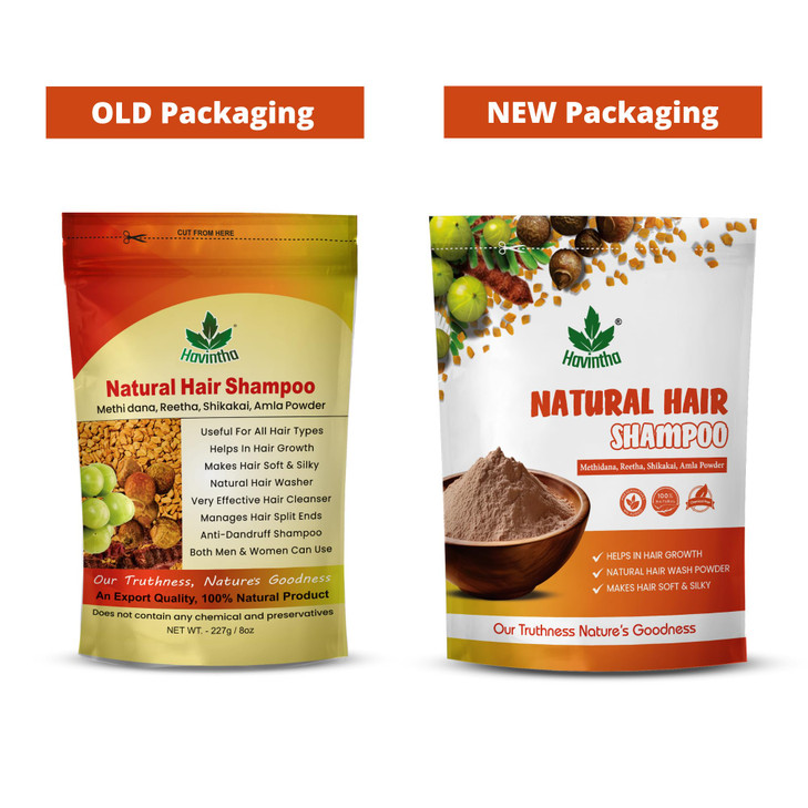 Havintha Natural Hair Shampoo With Herbal Amla Reetha Shikakai And Methi Dana Powder For Men & Women, Totally Organic | Paraben And Sulphate Free Sha