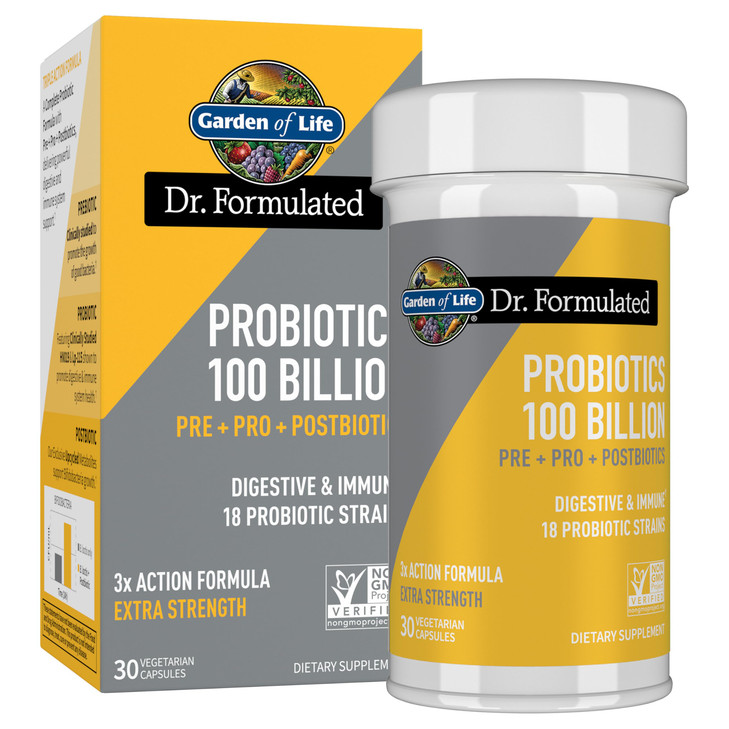 Garden of Life Dr. Formulated Pre, Post & Probiotics 100 Billion CFU Once Daily 3-in-1 Complete Probiotics, Prebiotics & Postbiotics Supplement for W