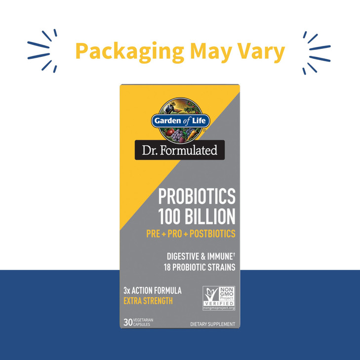 Garden of Life Dr. Formulated Pre, Post & Probiotics 100 Billion CFU Once Daily 3-in-1 Complete Probiotics, Prebiotics & Postbiotics Supplement for W