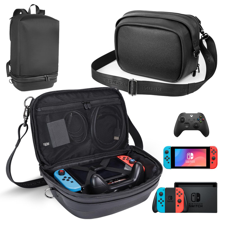 Krone Kalpasmos Carrying Bag for Nintendo Switch/Switch OLED Model (2021)/Switch Console Pro Controller Accessories, 2-IN-1 Travel Carrying Case Ligh