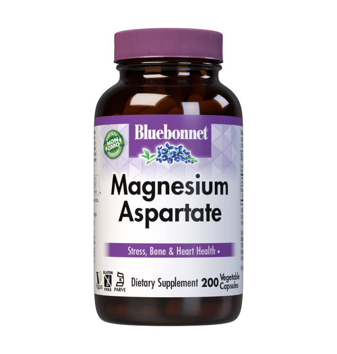 Bluebonnet Nutrition Magnesium 400 mg Chelated Magnesium Aspartate Daily Mineral, Heart & Bone Support* Supplement for Men & Women Vegan, Non-GMO - 2
