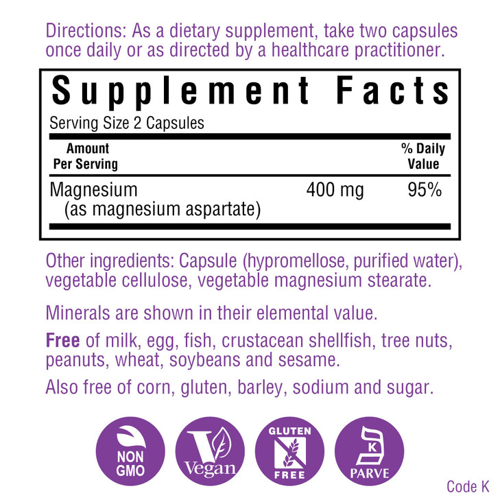 Bluebonnet Nutrition Magnesium 400 mg Chelated Magnesium Aspartate Daily Mineral, Heart & Bone Support* Supplement for Men & Women Vegan, Non-GMO - 2