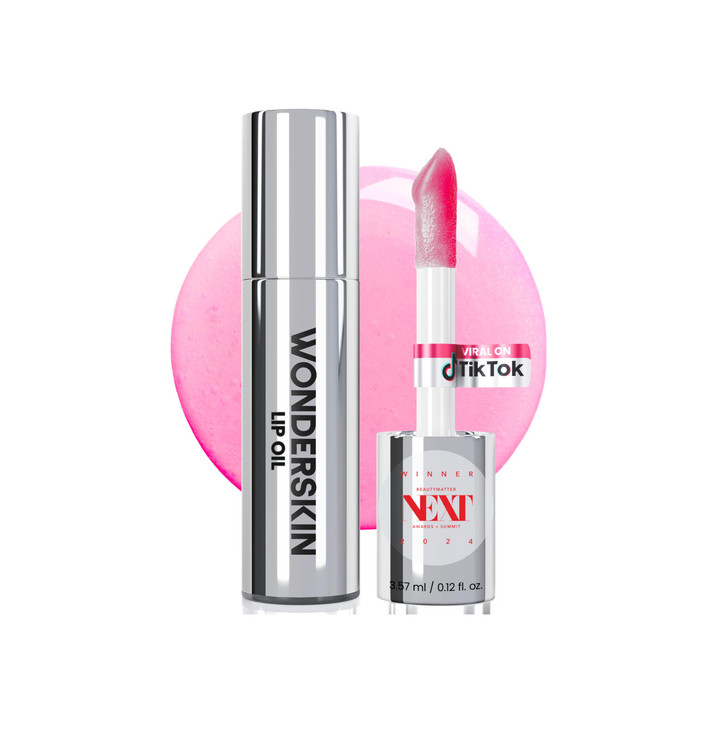 Wonderskin Lip Oil Rehab Serum - Color Changing Lip Oil from Clear to Pink - PH-activated, Non-sticky & Hydrating Tinted Serum for Dry Lips (Kissed)