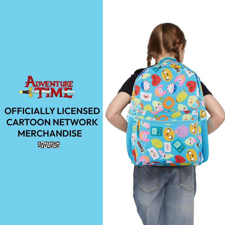 Adventure Time Classic Cartoon Backpack: Fin and Jake Allover Print Backpack by Cartoon Network - Light Blue