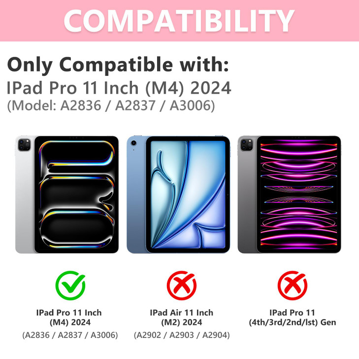 TaIYanG Keyboard Case for iPad Pro 11-inch M5/M4(2025/2024)- Detachable Magnetic Bluetooth Keyboard Case with Pencil Holder - Flip Stand Cover for iP