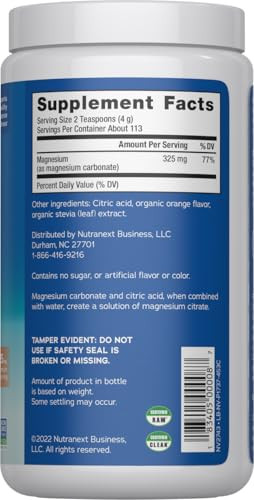 Natural Vitality Calm, Magnesium Citrate Supplement, Anti-Stress Drink Mix Powder, Gluten Free, Vegan, & Non-GMO, Orange, 16 oz