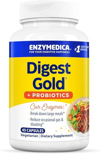 Enzymedica Digest Gold + Probiotics, 2-in-1 Formula for Gut Health, Digestive Enzymes & 1 Billion Active Probiotic Cultures, 45 Count