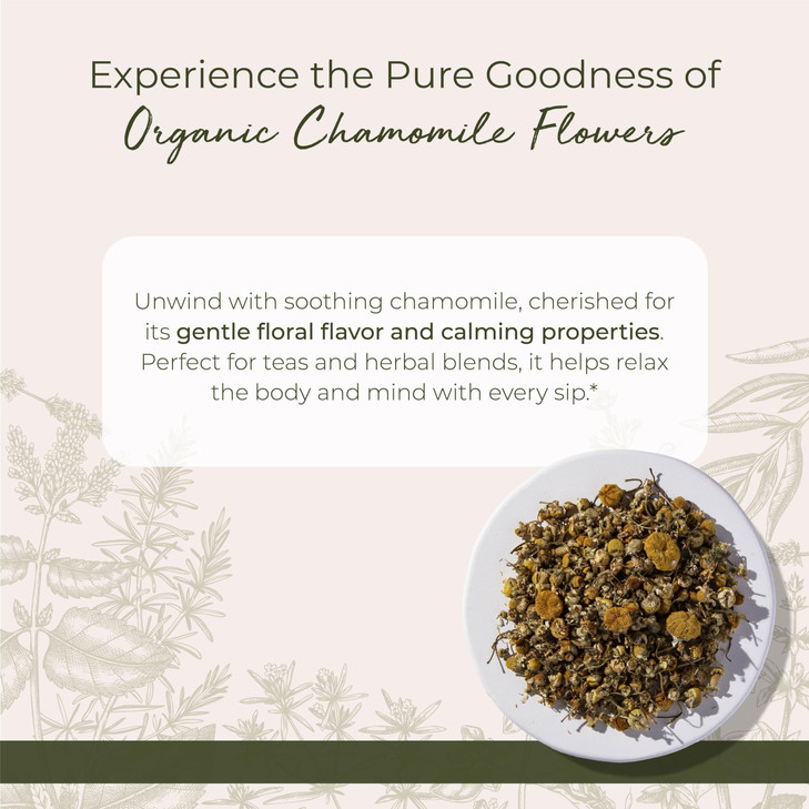 Starwest Botanicals Organic Chamomile Flowers Whole - Dried Loose Leaf Herb for Tea, Herbal Lotions, & Baking, Sourced from Egypt, Certified Kosher,