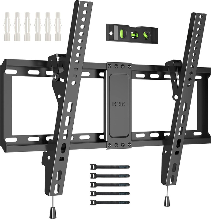 BONTEC TV Wall Mount for 3785 Inch TVs, Tilting TV Mount Bracket for LED LCD OLED Flat Curved Screens, Low Profile 1.5in Design, Max VESA 600x400mm,