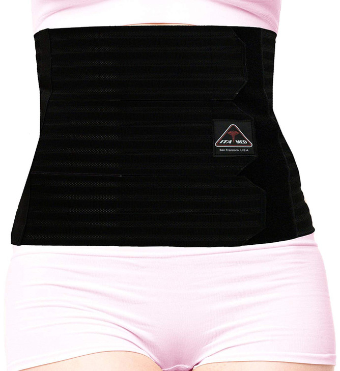 ITA-MED Women's Breathable Elastic Abdominal Support Binder/Wrap, 12 Inch Wide, Made in USA, Post-Partum, C-Section & Surgery Recovery, Abdominal Sup