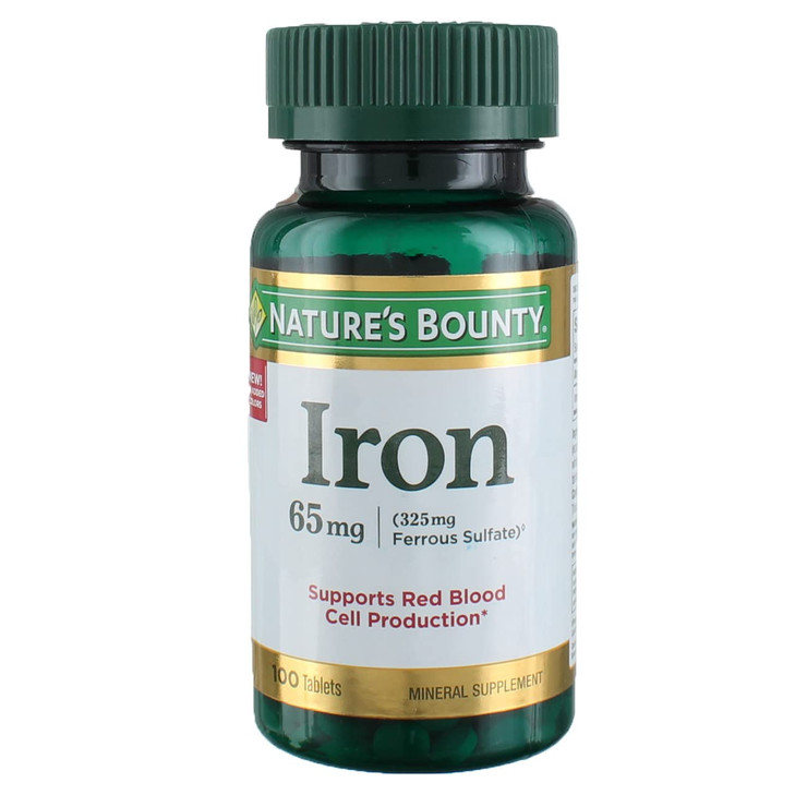 Nature's Bounty Iron 65 mg Tablets 100 Tablets (Pack of 6)