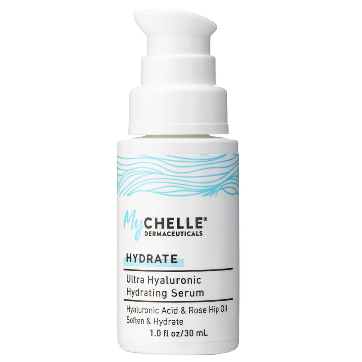 MyCHELLE Dermaceuticals Ultra Hyaluronic Hydrating Serum (1.0 Fl Oz) - Rich Hydration for Dry Skin with Vegan Hyaluronic Acid, Help Plump Skin and He