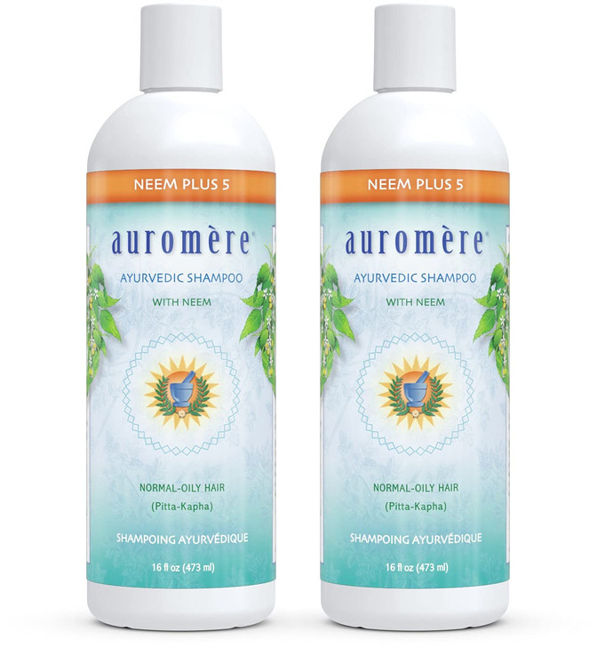 Auromere Ayurvedic Shampoo, Neem + 5 - Vegan, Cruelty Free, Non-GMO, Natural, Gluten Free, Sulfate Free, Paraben Free for Normal to Oily Hair (16 fl