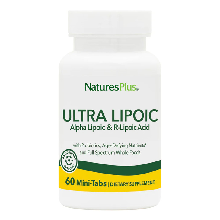 Natures Plus Ultra Lipoic - 60 Bi-Layered Mini-Tabs - Supports Free Radical Defenses with Probiotics, Nutrients & Whole Food Concentrates - Gluten Fr