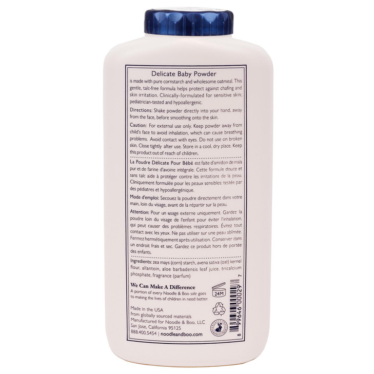 Noodle & Boo Delicate Baby Powder, Natural, Talc Free, 8.8 oz