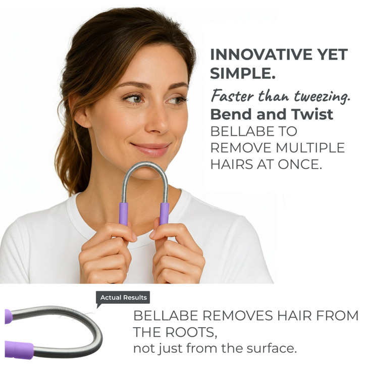 Set of 2 Bellabe Facial Hair Removers  Assorted Colors | Made in USA | Quick & Easy Hair Removal for Upper Lip, Chin, Cheeks, Neck Area, & Sideburns