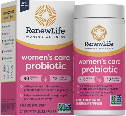 Renew Life Women's Probiotic Capsules, Supports pH Balance for Women, Vaginal, Urinary, Digestive and Immune Health, L. Rhamnosus GG, Dairy, Soy and