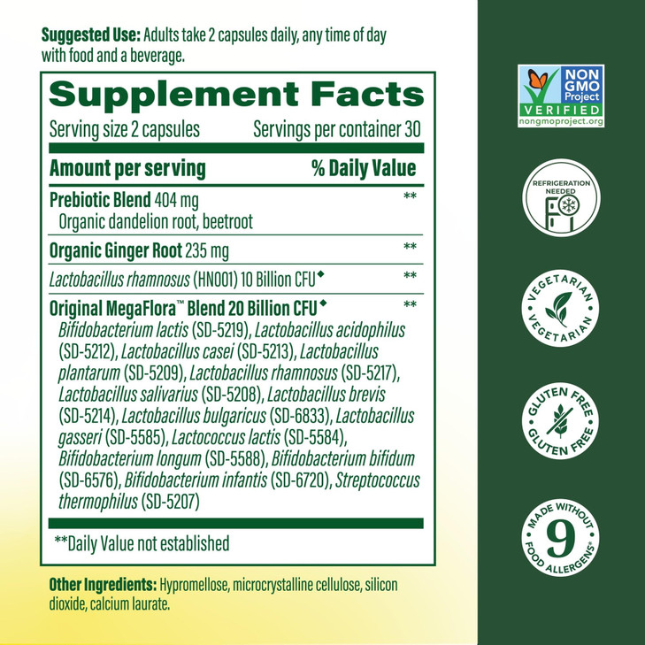 MegaFood Baby & Me 2 Prenatal Prebiotics and Probiotics for Women & Developing Baby with 30 Billion CFU, Vegetarian and Non-GMO, 60 Caps (30 Servings