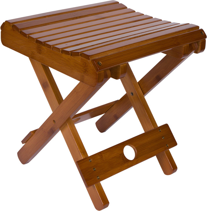 Trademark Innovations 10.8" H Bamboo Folding Stool for Shaving Shower and Footrest (Single Set), Brown