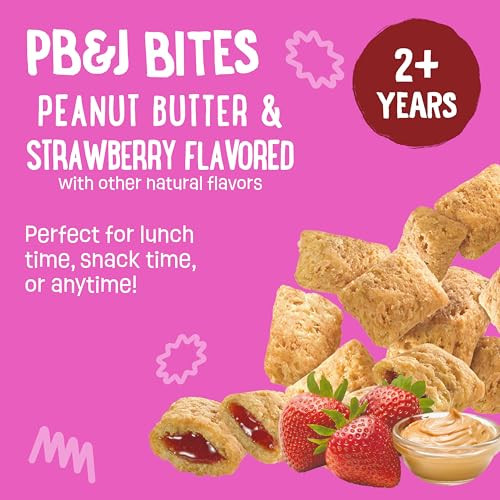 Earth's Best Organic Kids Snacks, Sesame Street Toddler Snacks, Organic PB&J Bites for Toddlers 2 Years and Older, Peanut Butter and Strawberry Flavo