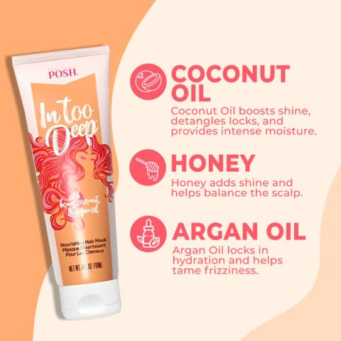 Perfectly Posh - In Too Deep Nourishing Hair Mask - Deep Conditioner for Dry & Damaged Hair - Restores & Strengthens - for All Hair Types - 3oz
