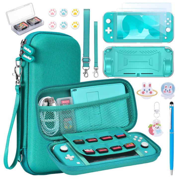 innoAura Switch Lite Case 18-in-1 Accessories Bundle for NS Switch Lite (2019), with Protective Carrying Case, Game Holder, Screen Protector & Cute T