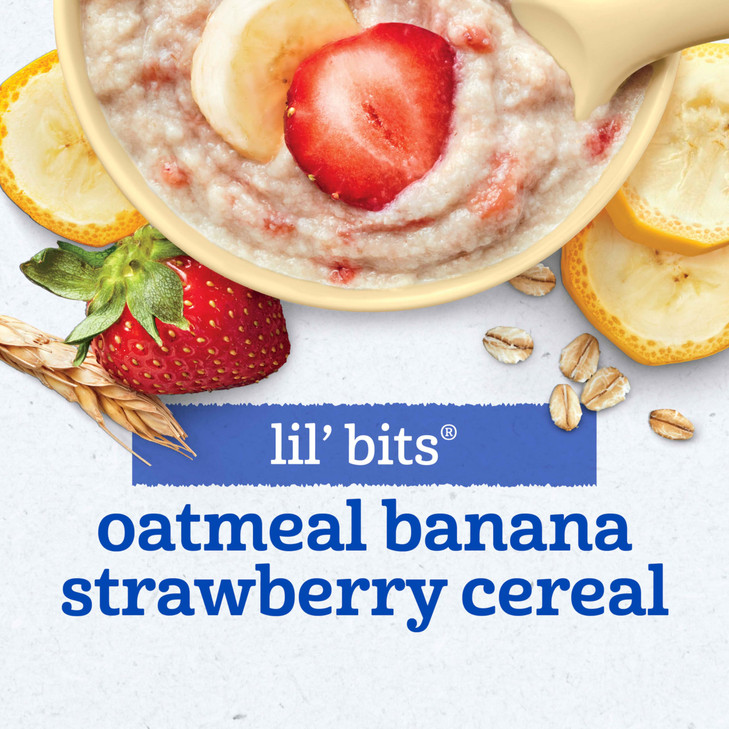 Gerber Stage 3 Baby Food, Oatmeal Banana Strawberry Cereal, Whole Grains, Iron, Baby Oatmeal Cereal
