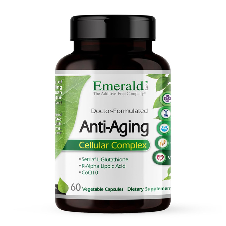 Emerald Labs Anti-Aging Cellular Complex - Supports Healthy Aging & Liver Health with Setria L-Glutathione, CoQ10, R-Alpha Lipoic Acid, Resveratrol &