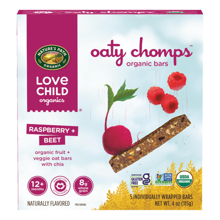 Love Child Organics Oaty Chomps Raspberry + Beet Snack Bars, 4 oz (Pack of 1), Gluten Free, Non-GMO, by Nature's Path