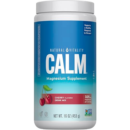 Natural Vitality Calm Magnesium 16 oz Powder | Relaxing Drink Mix | Cherry Flavored Supplement | 325mg Per Serving | Non-GMO, Gluten-Free & Vegan