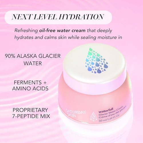 Saturday Skin Waterfall Glacier Water Face Cream  Oil Free Korean Face Moisturizer for Oily Skin, Lightweight Gel Face Moisturizer & Cute Moisturize