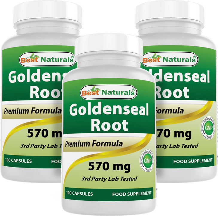 Best Naturals Goldenseal Root 570 mg (Non-GMO) 100 Capsules (100 Count (Pack of 3))