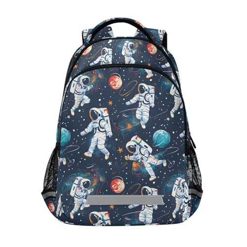 Laptop Backpack with Chest Strap, Astronauts and Space Motifs School Backpack, Travel Hiking Backpack for Boys Girls Teen Adult, Rucksack, Knapsack