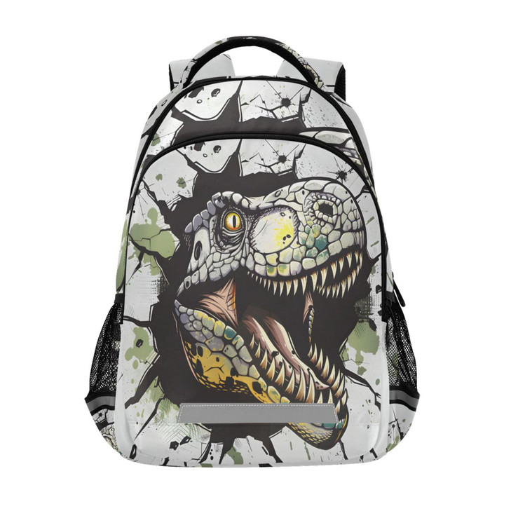 MNSRUU Laptop Backpack with Chest Strap, Hand Drawn Dinosaur Face and Graffiti School Backpack, Travel Hiking Backpack for Boys Girls Teen Adult, Ruc