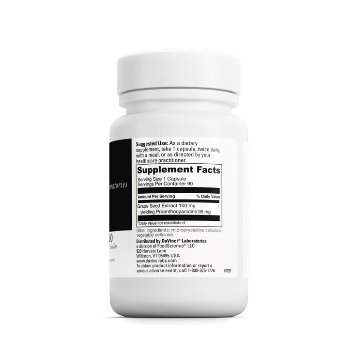 DAVINCI Labs Grape Seed-100 - Dietary Supplement to Support Immune System, Vascular Function and Healthy Skin* - with 100 mg Grape Seed Extract per S