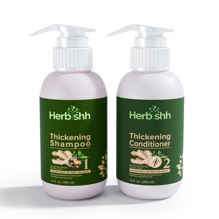 Herbishh Ginger Extract Thickening Shampoo and Hair Conditioner for Hair Thickening | Suitable for All Type Hair | Sulphates & Parabens Free