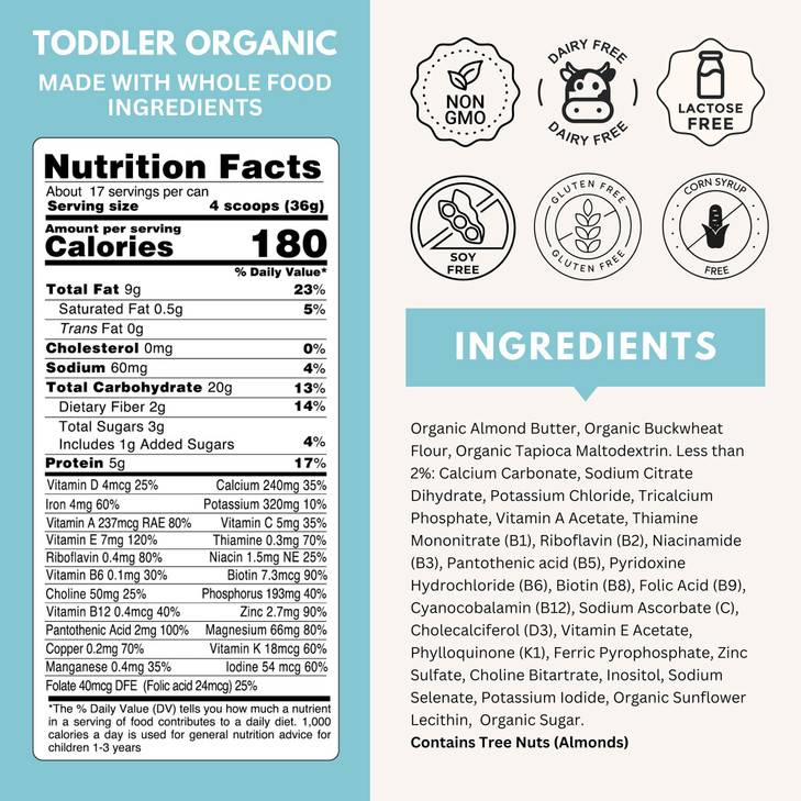 Else Nutrition Organic Toddler Formula, Plant-Based Original Nutritional Drink 1236 Months Dairy & Soy Free, Supports Immunity & Balanced Growth, 20