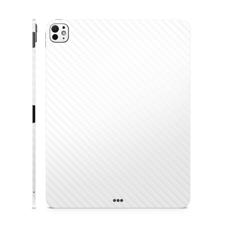 Carbon Fiber Skin Compatible with Apple iPad Pro 13 (M4) 2024 - Solid White - Premium 3M Vinyl Protective Wrap Decal Cover - Easy to Apply | Crafted
