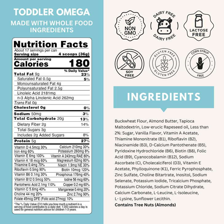 Else Nutrition Plant?Based Toddler Formula 1236 Months  Omega 3 & 6, Dairy & Lactose Free with Almond Butter, Buckwheat, Prebiotics, 20+ Vitamins &