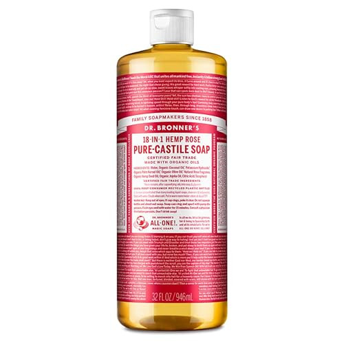 Dr. Bronner's Magic Soaps 18-In-1 Hemp Rose Pure Castille Soap, 32-Ounce Bottles